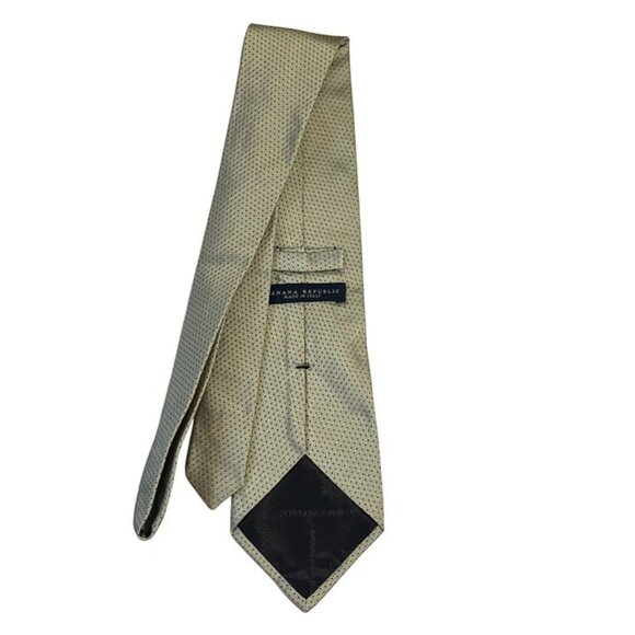 Banana Republic Mens Silk Tie Beige Black Polka Dot Design Made In Italy 3.75" w - Picture 5 of 7